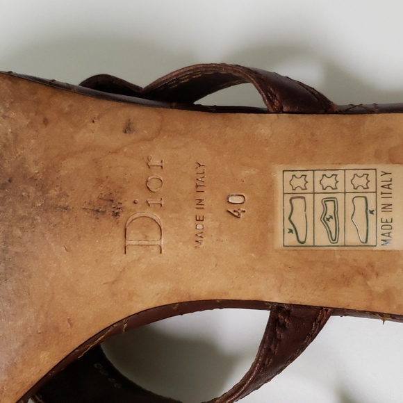 Christian‎ Dior Brown Leather Cannage Block Heel Sandals Size 40 - Picture 14 of 16